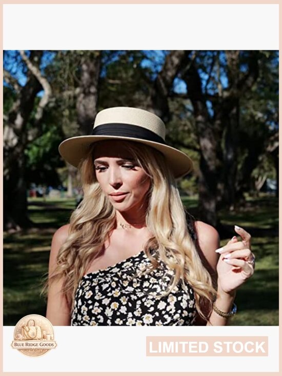 Wide Brim Straw Boater Hat Foldable Packable Beach Hat Summer Travel Essential main image 6